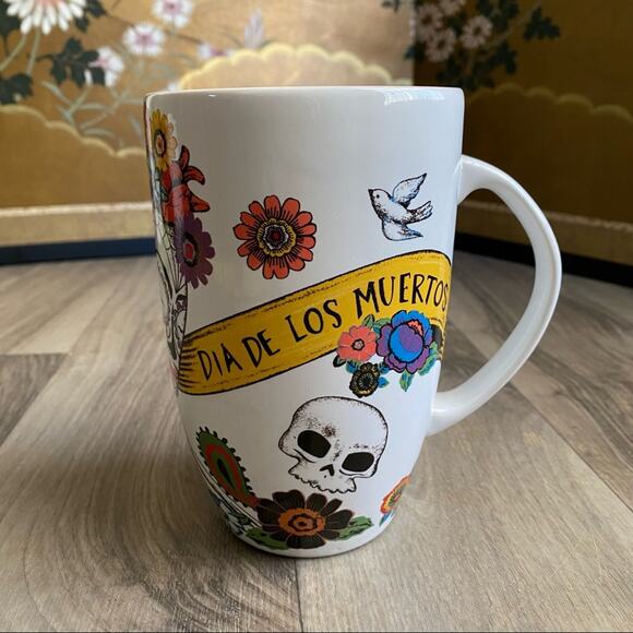 Large White Porcelain Day of the Dead Coffee Mug - Picture 3 of 7